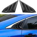 Thenice for 10th Gen Civic Rear Side Window Louvers Racing Style Triangular Window Glass Blinds Compatible with Honda Civic Sedan 2021 2020 2019 2018 2017 2016 -Matt Black