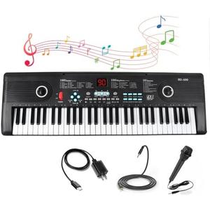 61 Keys Piano Keyboard, Electronic Digital Piano with Built-in Speaker Microphone, Portable Keyboard Gift Teaching for Beginners, Electric Piano for Kids, Birthday Gift for Children