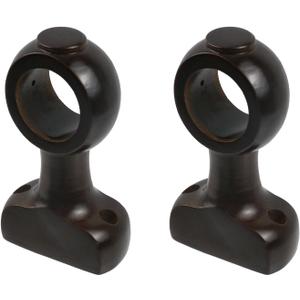 MY MIRONEY 2PCS Wood Curtain Rod Holders Hardware Wooden Curtain Rod Bracket Brown Wall Mounted Drapery Rod Hangers for 1-3/8" Rods