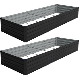 Vengarus 10x3x1FT (2 Pack) Galvanized Raised Garden Bed Kit, Outdoor Metal Planter Box for Vegetables, Rectangular Steel Container, Easy Assembly (Black)