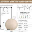 23.6in Paper Lanterns Plug in Hanging Lamp Off-White 19.7FT Cord