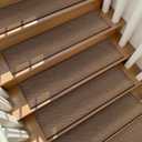 Deerly Linen Brown Stair Treads Non Slip 15pcs Stair Runner for Wooden Steps Peel and Stick Stairs Carpet Treads Indoor Staircase Covers Mat with Self-Adhesive Backing for Pets and Kids 8"X30" Brown