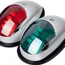 Obcursco Boat Navigation Lights, LED Red and Green Vertical Mount for Bow and Stern, IP67 Waterproof Marine Lights for Pontoon, Bass, and Jon Boats(Sliver) (Electroplate Silver)