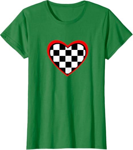 Racing Checkered Flag Heart Race Car T-Shirt