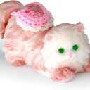 Taba Squishy Cat, Fufu Squishy Cat Toy, Cute Kawaii Cat Shape, Stress Relief Fidget Toy, Perfect Desk Pets, Gift Idea for Girls Women, Pink
