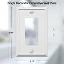 OKAWYC Single Decorator Light Switch Cover Aria Metal Wall Plate, 4-Pack White 1 Gang Single Rocker, for Receptacle Dimmer Switch GFCI Outlet, Switch Cover Decorative Wallplate, Durable