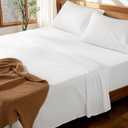 LBRO2M 100% Cotton Sheets Set Deep Pocket 19", 1000 Thread Count Queen Size 4 Piece Bed Sheet Sets Soft Comfortable Bedding All Season (Queen, White)