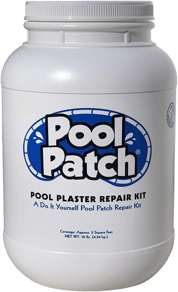 Pool Patch 10lb White Pool Plaster Repair Kit Large Area Project Professional Cement-Based Marcite & Gunite Patch Covers 5 Sq. Ft. Includes Liquid Bonding Agent Permanent Structural Repair