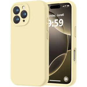 LOVE 3000 Designed for iPhone 16 Pro Max Case, Premium Silicone with [Soft Anti-Scratch Microfiber Lining] Shockproof Protective Phone Case for Men Women Girls 6.9", Creamy Yellow