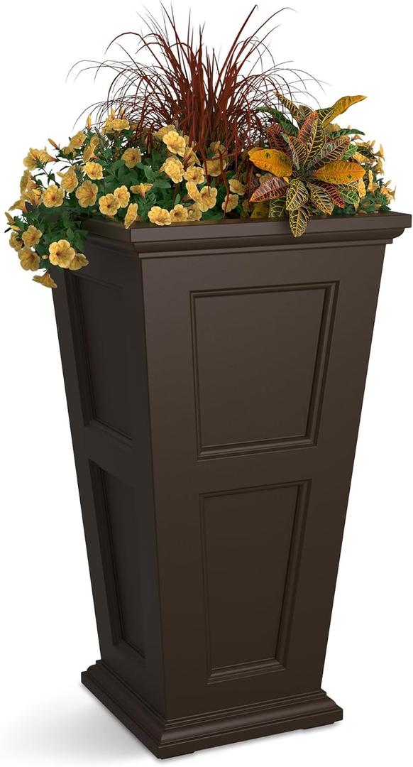 Mayne Fairfield 40-Inch Tall Planter  Weather-Resistant Indoor/Outdoor Garden Pot for Flowers, Patio, Porch, and Entryway, Durable Design (Espresso)