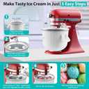 Ice Cream Maker Attachment for KitchenAid Stand Mixer, Ice Cream Bowl Compatible with 4.5Qt and Larger Stand Mixers, Ice Cream & Sorbet Gelato Maker Attachment, 2 Quart, White