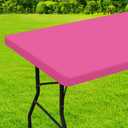homing Rectangle Table Cloth Cover, Waterproof Polyester Elastic Fitted Tablecloth, Fits for 8 Foot Folding Tables, Washable Table Protector for Picnic, Camping, Outdoor (Rose Pink, 30" x 96")