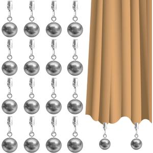16 Pack Outdoor Curtain Weights, Heavy Duty Drapery Weights for Patio Pergola Cabana Gazebo, Stainless Steel Clips Down Curtain, Garden Flag, Shower Curtains, Tablecloth, Useful Curtain Weight Ball