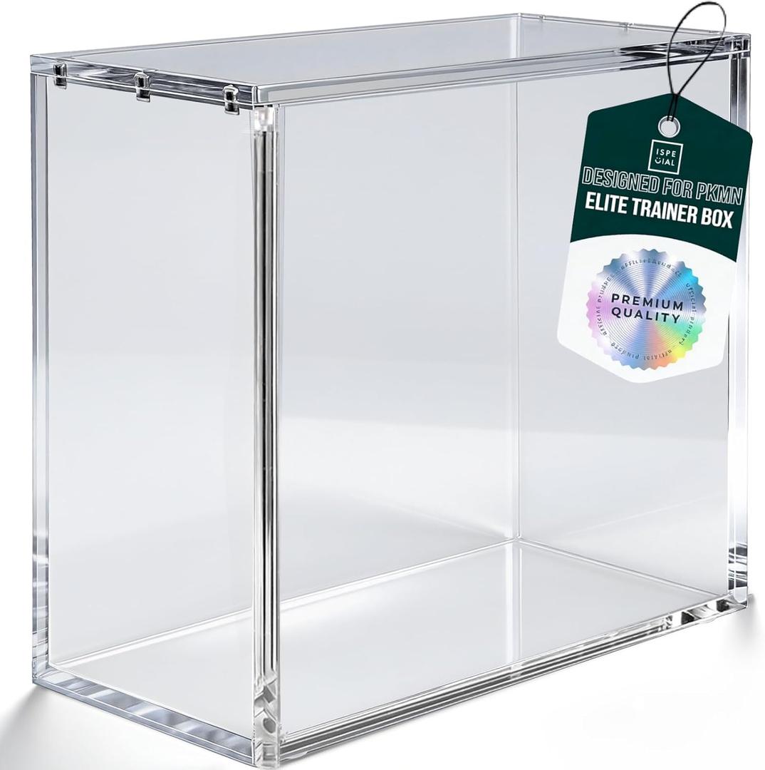 ETB Acrylic Case , ETB Protector Case,Clear Display Stackable - 8mm Ultra Thick Slotted Magnetic Lid Compatible with Elite Trainer Box (Box Not Including)