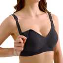 Double Couple Comfort Nursing Bras for Breastfeeding Sleeping Maternity Bra Seamless V Neck Wireless Bra with Extenders (Small, Black)