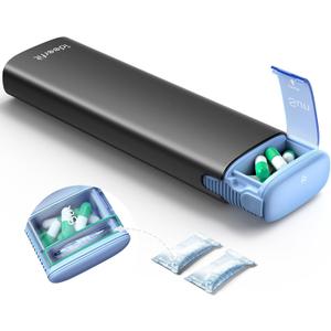 Weekly Travel Pill Organizer,Ideerfit Small Pill Box 7 Day,Portable Pill case,Daily Medicine Box,Drawer Design Pill Container for Medication, Vitamins, Fish Oils, Supplements,Black