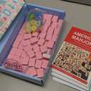 160 Pink Printed American Mahjong Game Set with Carrying Bag and Accessories, 1.2’’ Mahjong Tiles Set
