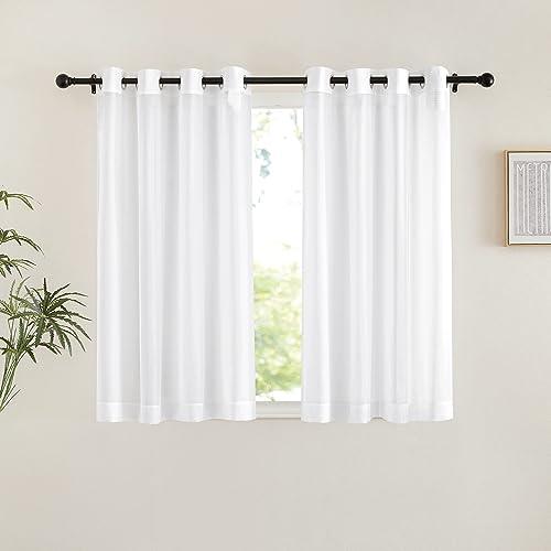 NICETOWN Grommet Top Sheer Curtains - White Sheer Home Decoration Window Coverings for Loft (54" Width x 45" Length, Set of 2)