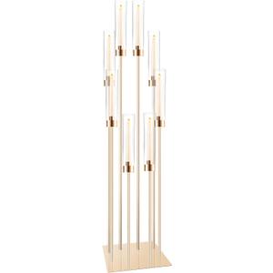 Large Floor Candelabra for Centerpiece: 8-arm Floor Candleholders with Acrylic Shades for LED Candles, Metal Pillar Candelabra Candlestick Holders for Ceremony Party Home Wedding Decoration (Gold)