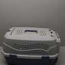 Amazon Basics 2-Door Top-Load Hard-Sided Dogs, Cats Pet Travel Carrier, Gray & Blue, 22.8"L x 15.0"W x 13.0"H