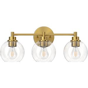 VONLUCE Bathroom Light Fixtures, 3-Light Bathroom Vanity Light with Globe Glass Shades E26 Sockets, Vanity Lights Over Mirror for Bedroom Hallway Living Room, Gold Finish