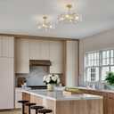 Semi Flush Mount Ceiling Light Gold Acrylic Ceiling Light Fixture 4-Light Foyer Lighting fixtures for Living Room,Hallway,Bedroom,Kitchen Island,Dining Room