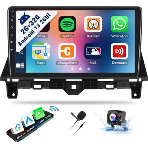 Android Car Stereo Radio for Honda Accord 8th 2008-2013 2G+32G 10.1 Inch Touch Screen with Wireless CarPlay Android Auto Mirror Link 26UI Bluetooth GPS Navigation WiFi EQ FM RDS Backup Camera MIC