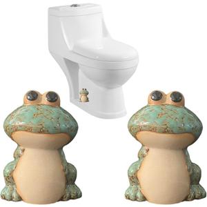 Frog Toilet Bolt Caps Ceramic Toilet Bolt Covers Decorative Toilet Screw Cover Caps, Toilet Caps for Bottom of Toilet, Cute Toilet Bowl Bolt Covers for Bathroom Decor, Easy to install (Green)