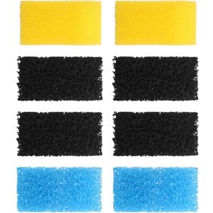 Replacement Aquarium Filter Sponge, Fish Tank Filter Replacement Parts, Including 2 x Coarse Sponge, 2 x Fine Sponge & 4 x Carbonized Sponge
