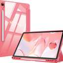 Fintie Hybrid Slim Case for Samsung Galaxy Tab S10 Lite/ S10 FE/ S9 FE 10.9 Inch/Tab S9 11 Inch with S Pen Holder, Shockproof Cover with Clear Transparent Back Shell, Auto Wake/Sleep, Watermelon Red