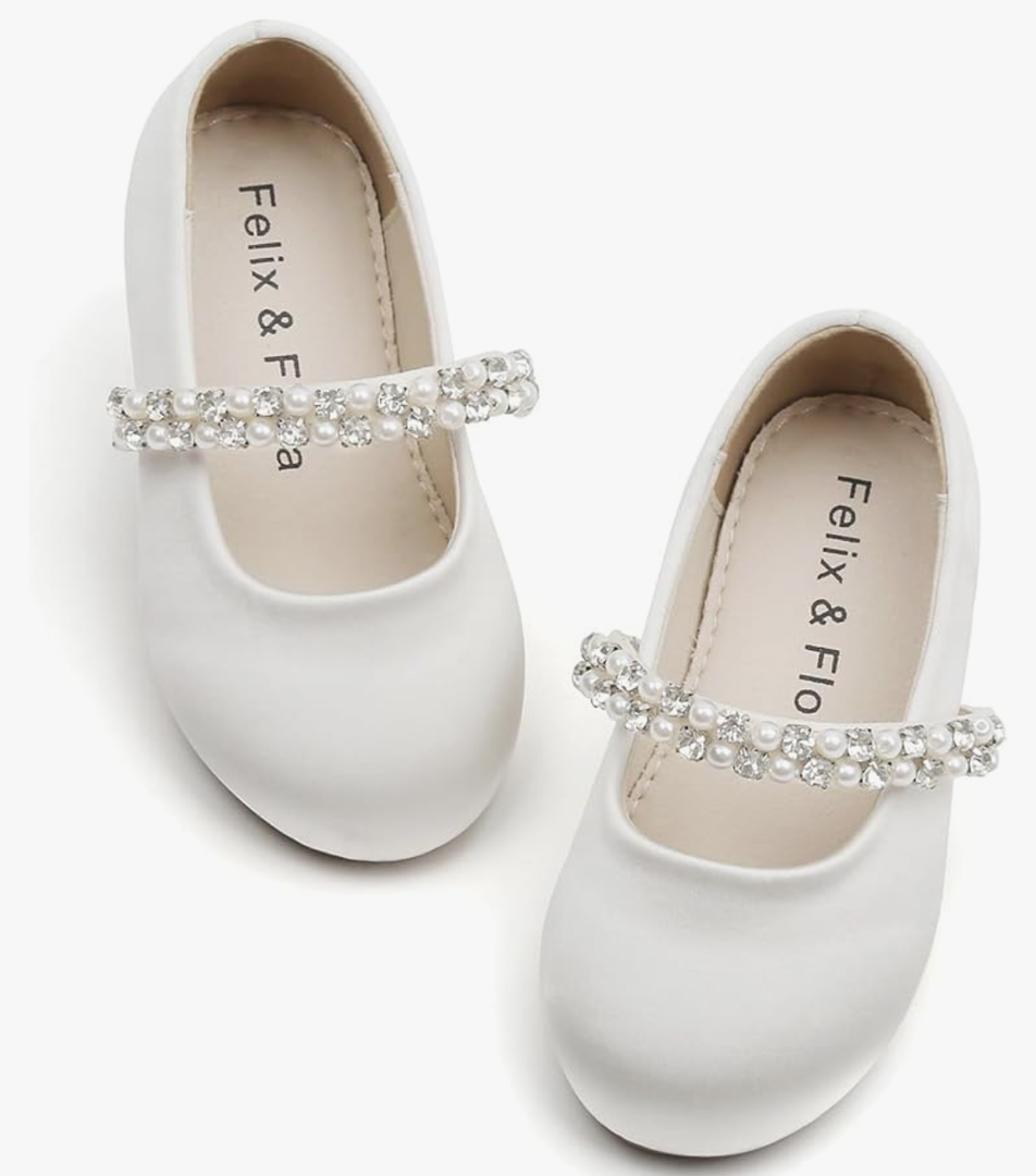 Felix & Flora Girls Toddler Little Ballet Shoes - Flower Girls Mary Jane Flats Dress Shoes Party Wedding  5