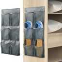 Wall Mounted Shoes Rack 2Pack/Can Store 6Pairs of Sneakers,with Sticky Hanging Mounts, Shoes Holder Storage Organizer Shelf,Door Shoe Hangers (SM06-Gray-2)
