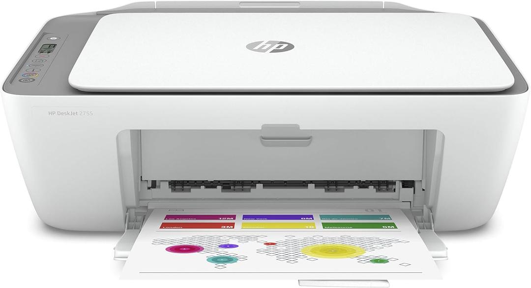 HP DeskJet 2755 All-in-One Wireless Printer Scanner Copier Instant Ink Ready Mobile Print Black 7.5ppm Color 5.5ppm Wifi Inkjet Computer Printers for Home Use and Office, Grey  (DeskJet 2755 (White/Grey))