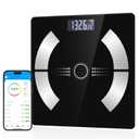 Smart Body Fat Scale - Accurate Digital Bathroom Scale with Bluetooth, 16 Essential Measurements Including Muscle Mass, Bone Mass, Body Water, BMI, and Visceral Fat【Black】