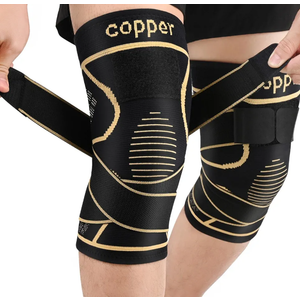 Copper Knee Brace for Women and Men(2 pack)-Knee Compression Sleeve with Straps,Knee Braces for Knee Pain,Knee Support for Arthritis Size XXXL