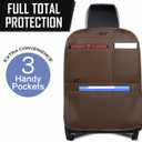 SUTSU Kick Mat Back Seat Protector Waterproof Leather Car Seat Back Organizers Cover with 3 Storage Pockets for Kids Pets SUV Sedan Minivan Truck Car Travel Accessories (Coffee 2-pack)