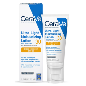 CeraVe Sunscreen Ultra-Light Moisturizing Face Lotion SPF 30 for Normal to Oily Skin, 1.75 fl oz
