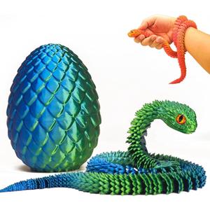 3D Printed Snake with Egg, 24 Inch Articulated 3D Printed Animals Toys, Like Movable Snake Realistic Slithering Design, Halloween Decor, Christmas Toy 2025