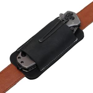 Sanseenia Leather Knife Sheath, Horizontal Carry Knife Sheath for Belt, Pocket Knife Holster, EDC Pocket Belt Pouch Organizer for Men, Open Bottom Design (Brown)