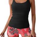 Eomenie Women's Swimsuit Tankini Set Modest Tummy Control Slimming Bathing Suits Two Piece Swim Suit with High Waisted Short (Pink, M)