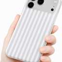 Compatible with iPhone 17 Pro Max Case, with Aesthetics Striped Design Case for Women Girl, Cute Fashion Simple Soft TPU Slim Protection Phone Case for iPhone 17 Pro Max 6.9'' - Light Blue & White