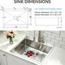 33 Inch Drop In Kitchen Sink - 11 Gauge Stainless Steel Single Bowl 33x22 Top Mount Kitchen Sink, 33" x 22" x 10"