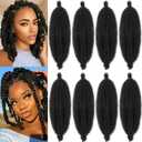 8 Packs Pre Separated Springy Afro Twist Hair 12 Inch Short Spring Twist Hair For Distressed Soft Locs Natural Black Marley Twist Crochet Braiding Hair Synthetic Hair Extension(8 Strands/Pack,1B#)