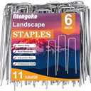Gtongoko 500 Pack Galvanized Landscape Staples Garden Stakes Plant Cover Stakes 6 Inch 11 Gauge SOD Staples Ground Stakes for Landscaping Securing Weed Barrier Fabric, Christmas Decorations