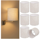 6PCS Chandelier Lamp Shades,Mini Lamp Shades Clip-on Bulbs Fabric Lampshade,Chandelier Replacement Shades for Wall Light,Natural Linen Lamp Shade Set,5" Width X 5.3"Height,Assembly Required