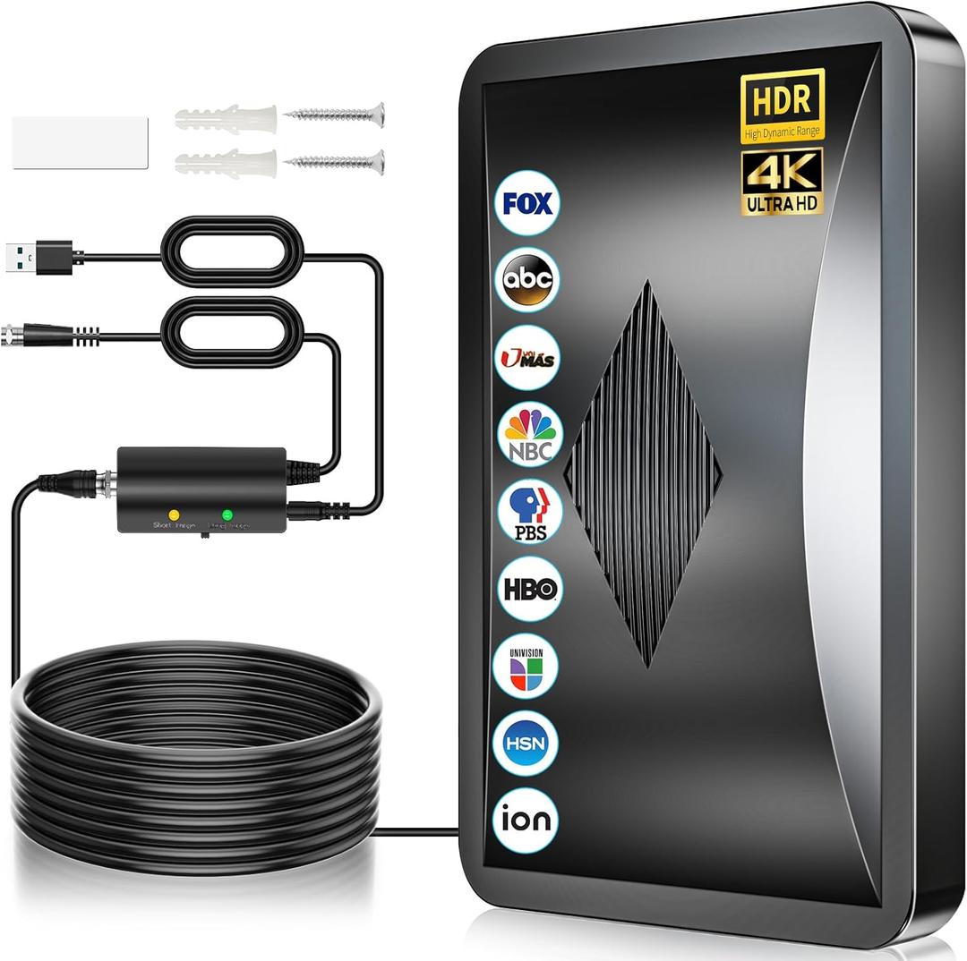 2026 TV Antenna for Smart TV Indoor, 3600+ Miles TV Antenna for Local Channels, HD Antenna for Smart TV Long Range 4K 1080P with Amplifier Signal Booster -38 FT Thick Coaxial Cable