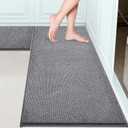 Washable Kitchen Rugs Set of 2 (24" x 35.5" + 24" x 59" Rectangular), Kitchen Mats for Floor, Indoor Entryway Runner Rugs for Laundry, Bathroom, Door, Bedroom (Roll Packing)
