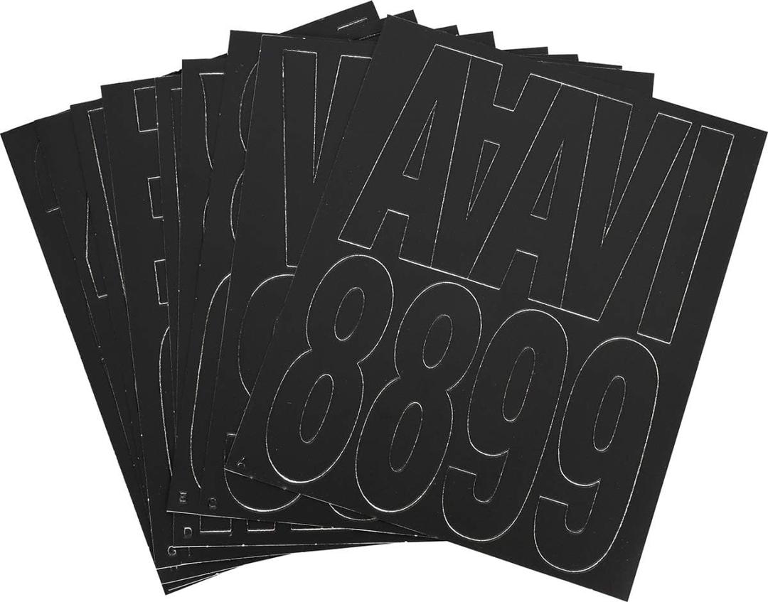 Hillman Group 847015 3 in. Black Glossy Vinyl Die Cut Self Adhesive Letters & Numbers - 6 Piece66
