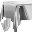PartyWoo 3 pcs Silver Foil Table Cover, 54 x 108 Inch Rectangle Waterproof Tablecloth for 6 to 8 Foot Tables, Disposable Plastic Party Tablecloth for Graduation Wedding Birthday Party Decorations