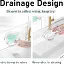 Soap Dish for Shower Clear Soap Holder Pull-Out Water Tray No Drilling Required Strong Fixation for Rv Bathroom and Kitchen Easy, 2 Pack
